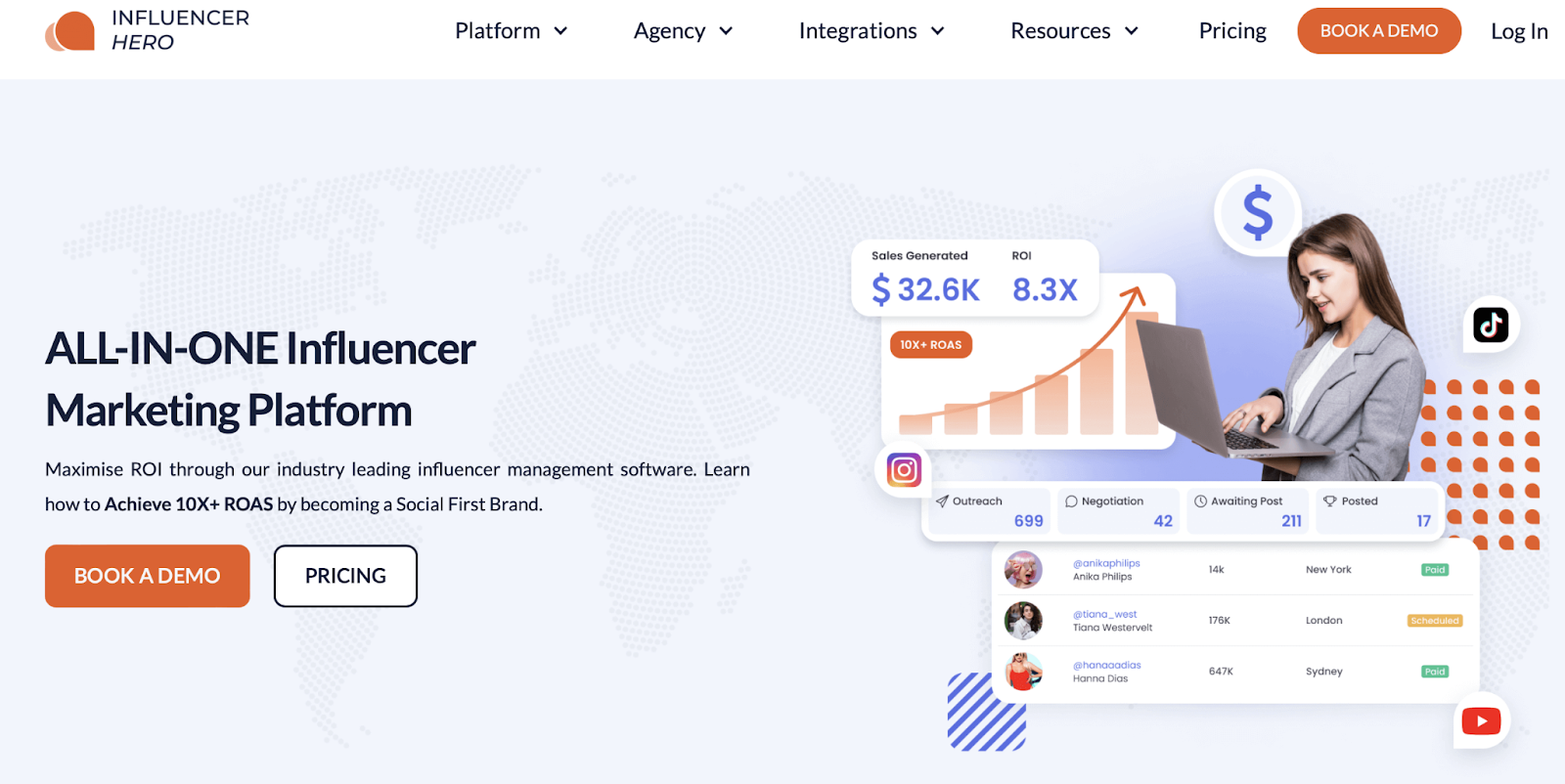 Influencer Hero platform screenshot