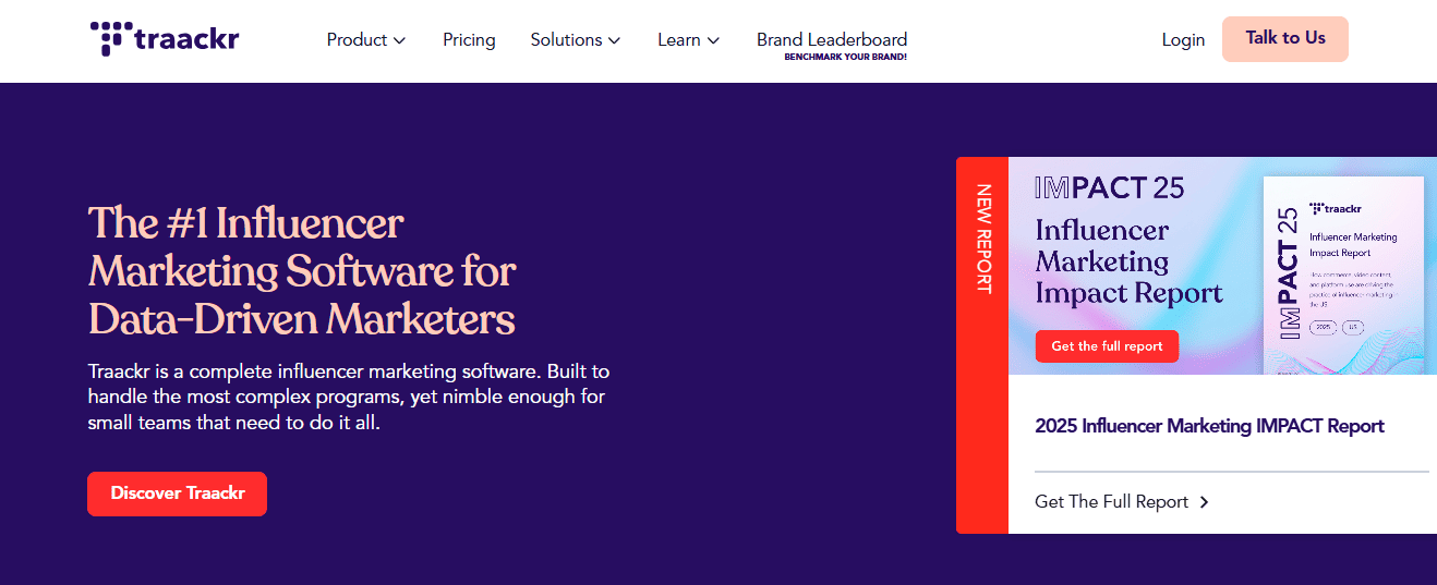 Traackr platform screenshot