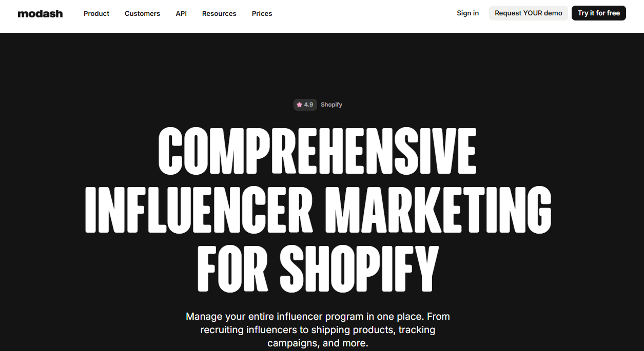 Modash platform screenshot