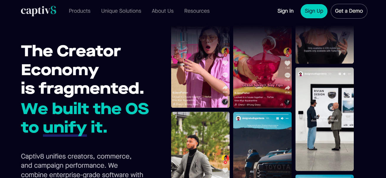 Captiv8 platform screenshot